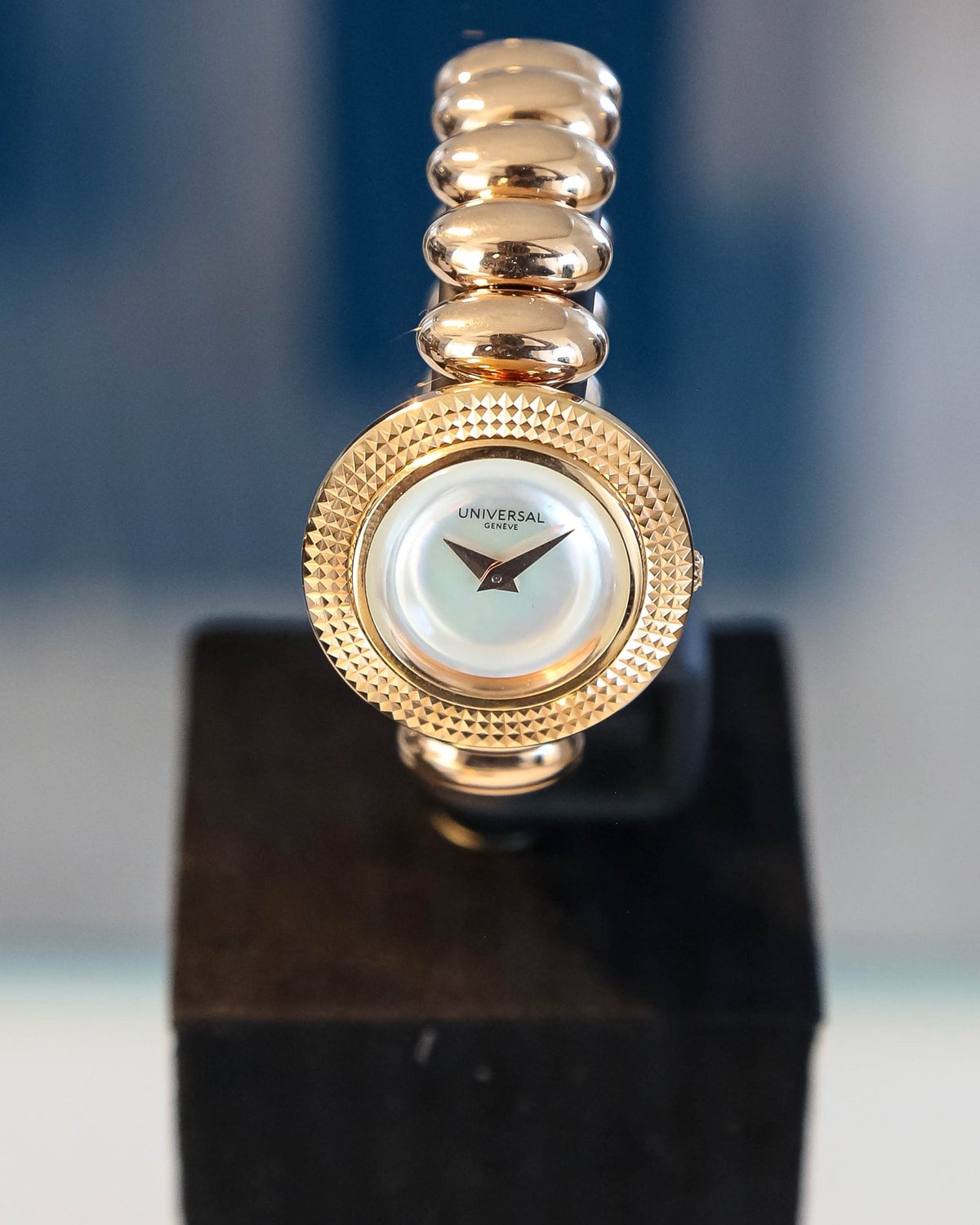 Universal Geneve Disco Mini bangle watch in rose gold with mother-of-pearl dial at Geneva Watch Days 2026