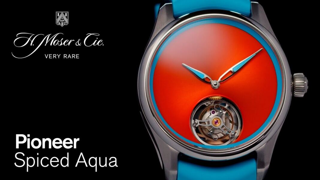 Vibrant Tropical Dial of H Moser and Cie Pioneer Spiced Aqua