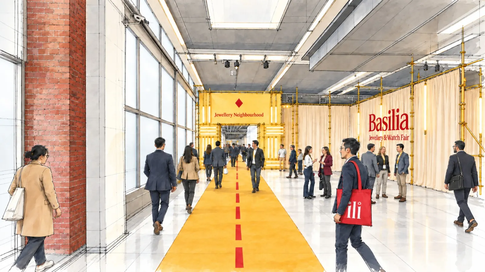 Basilia Jewellery & Watch Fair 2027 exhibitor floor at Messe Basel Hall 2