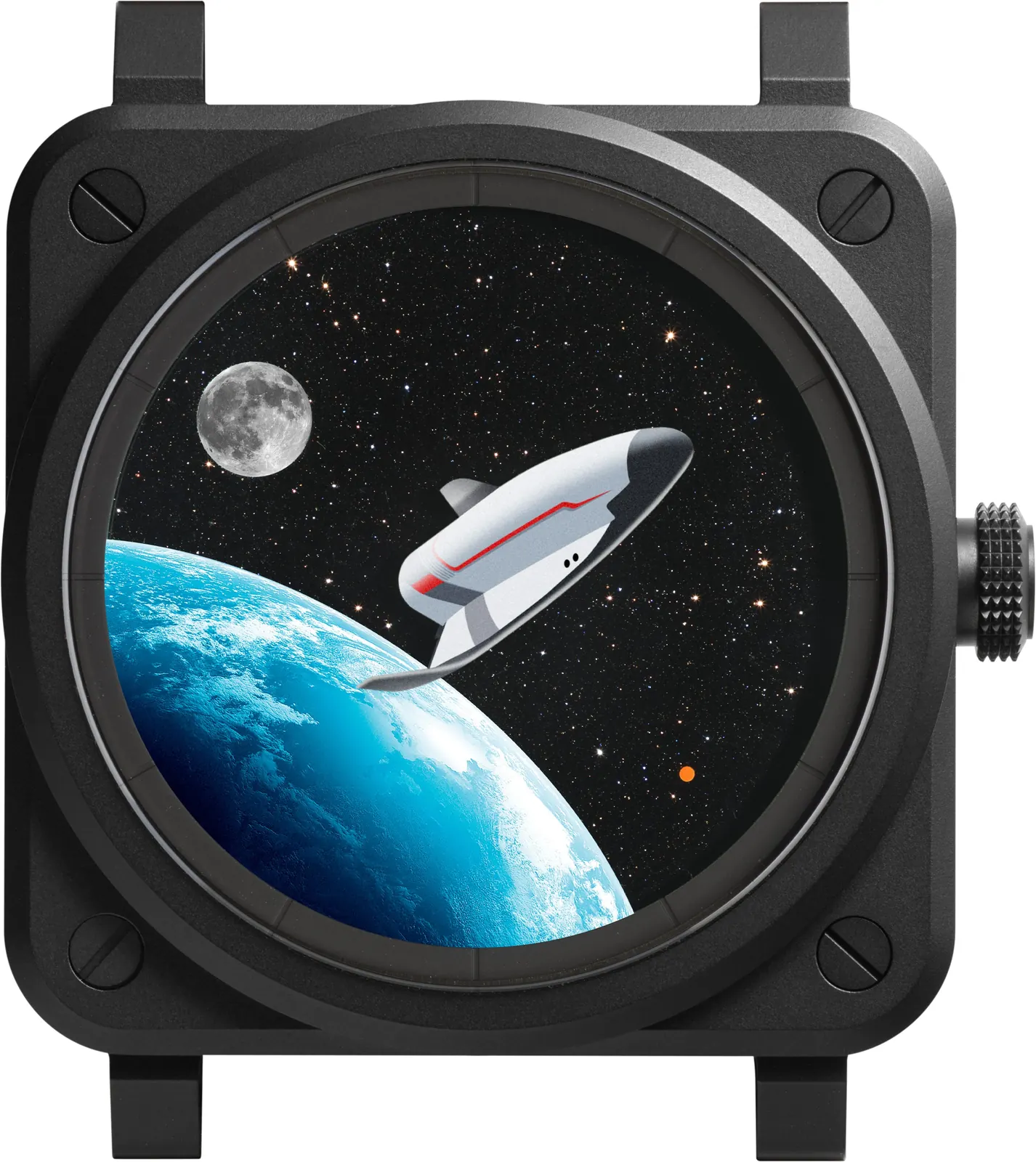 Bell & Ross BR-03 Space Mission black ceramic case with aventurine dial showing the Vortex spaceplane
