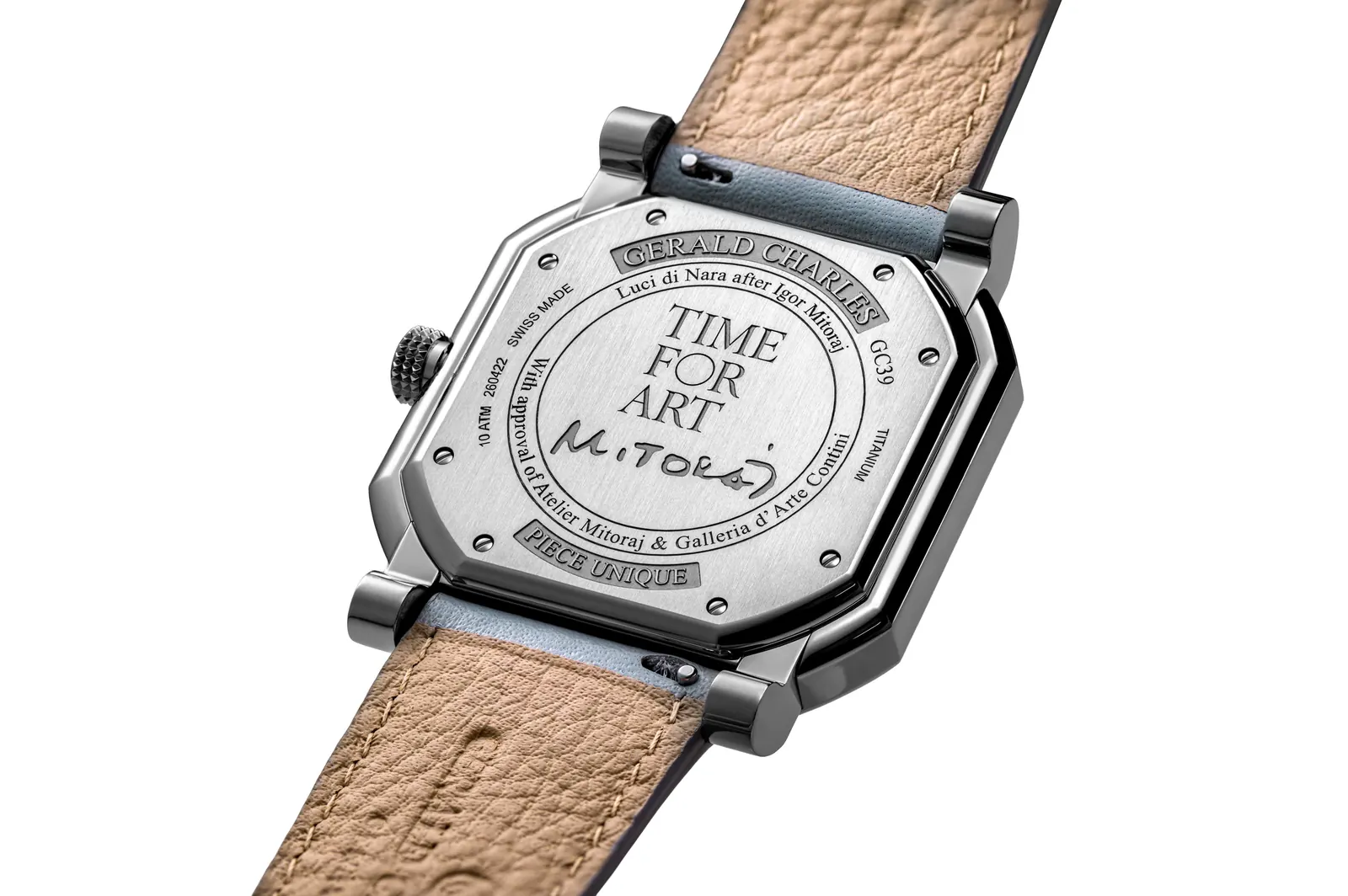 Gerald Charles Maestro GC39 Mitoraj dial featuring Luci di Nara brass miniature sculpture in 4N PVD finish