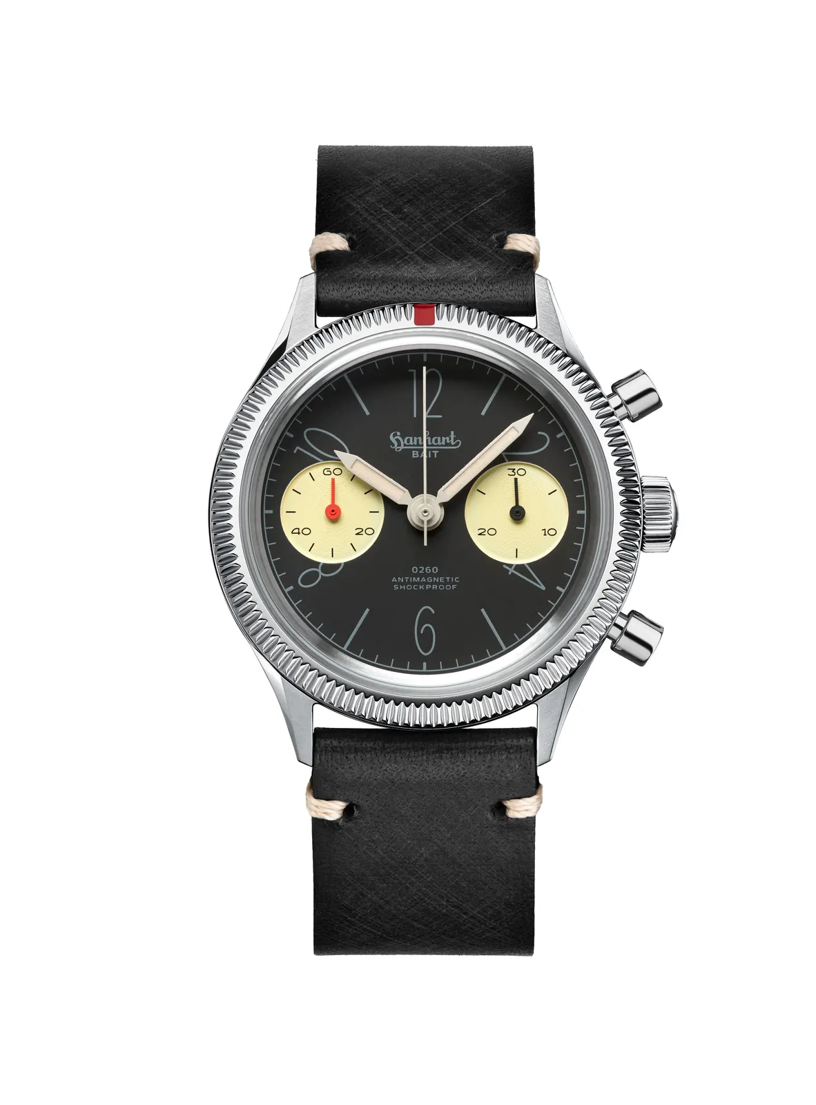 Hanhart 417 ES 0260 x BAIT black dial cream sub-dials red accents limited edition