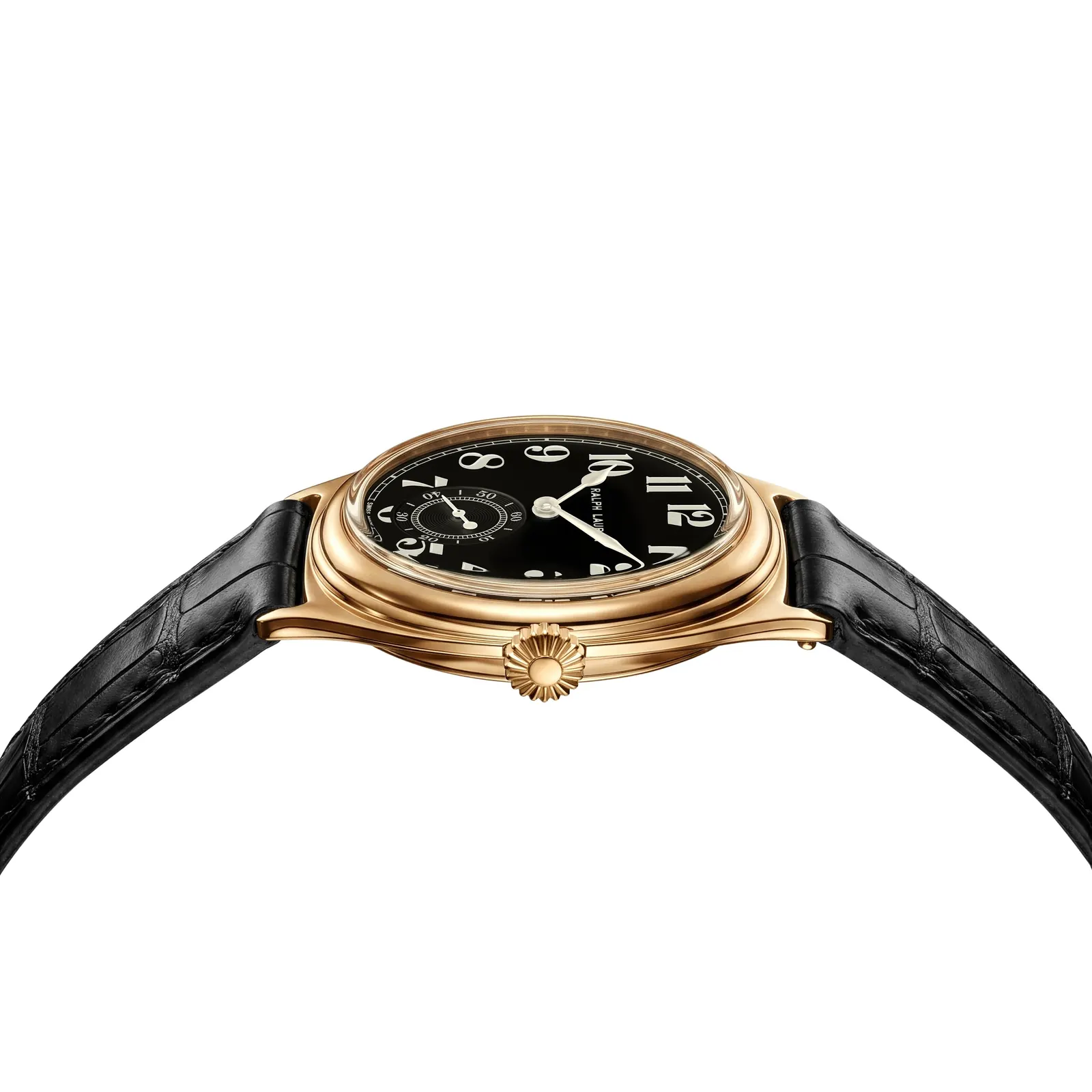 Ralph Lauren Vintage 67 18-carat gold watch with black dial and cream Arabic numerals