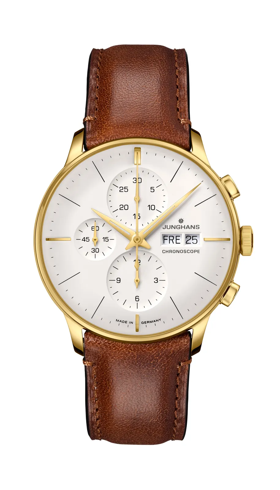 Junghans Meister Chronoscope silver-plated domed dial with three subdials