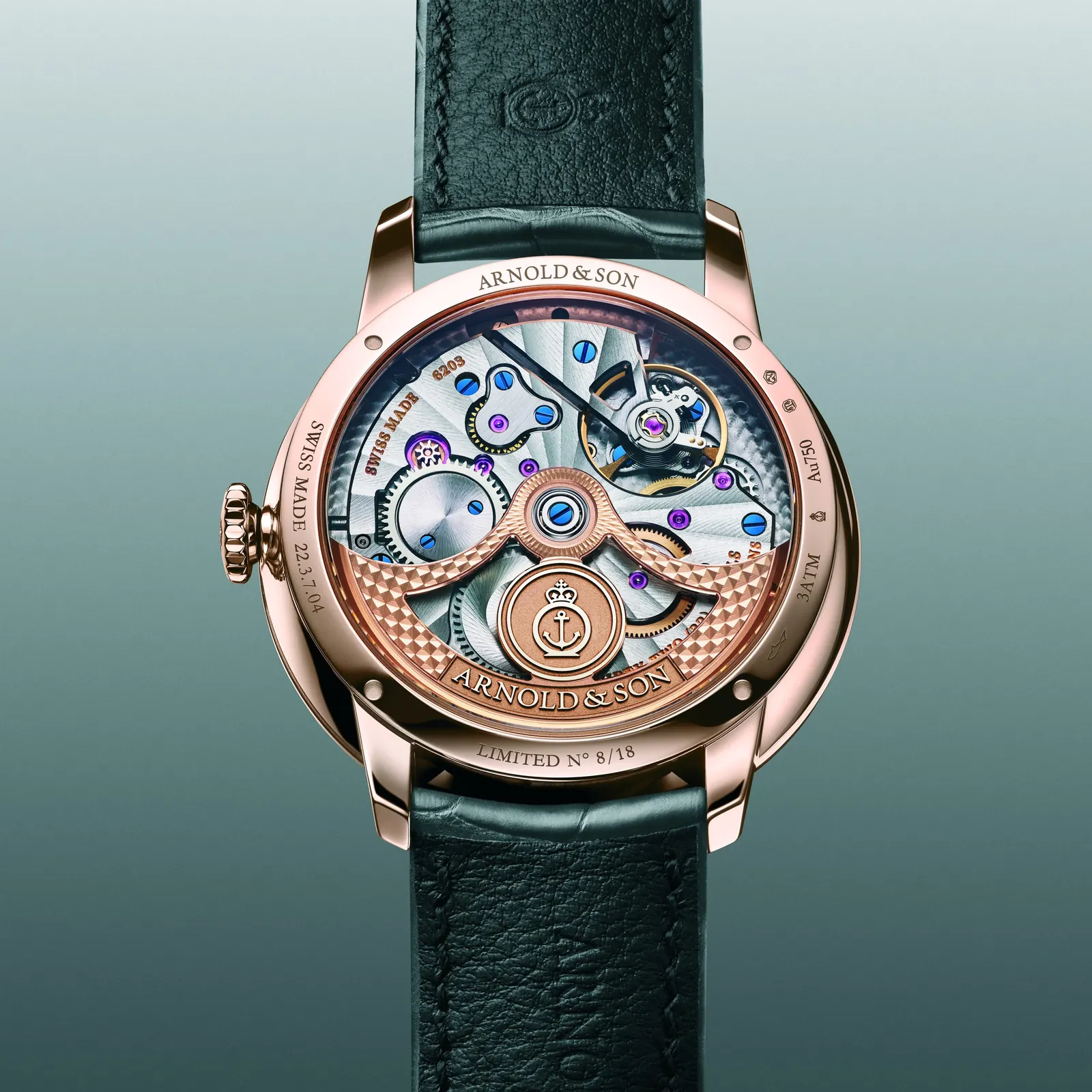 Arnold & Son DSTB Stop-Seconds platinum Kingsand dial detail