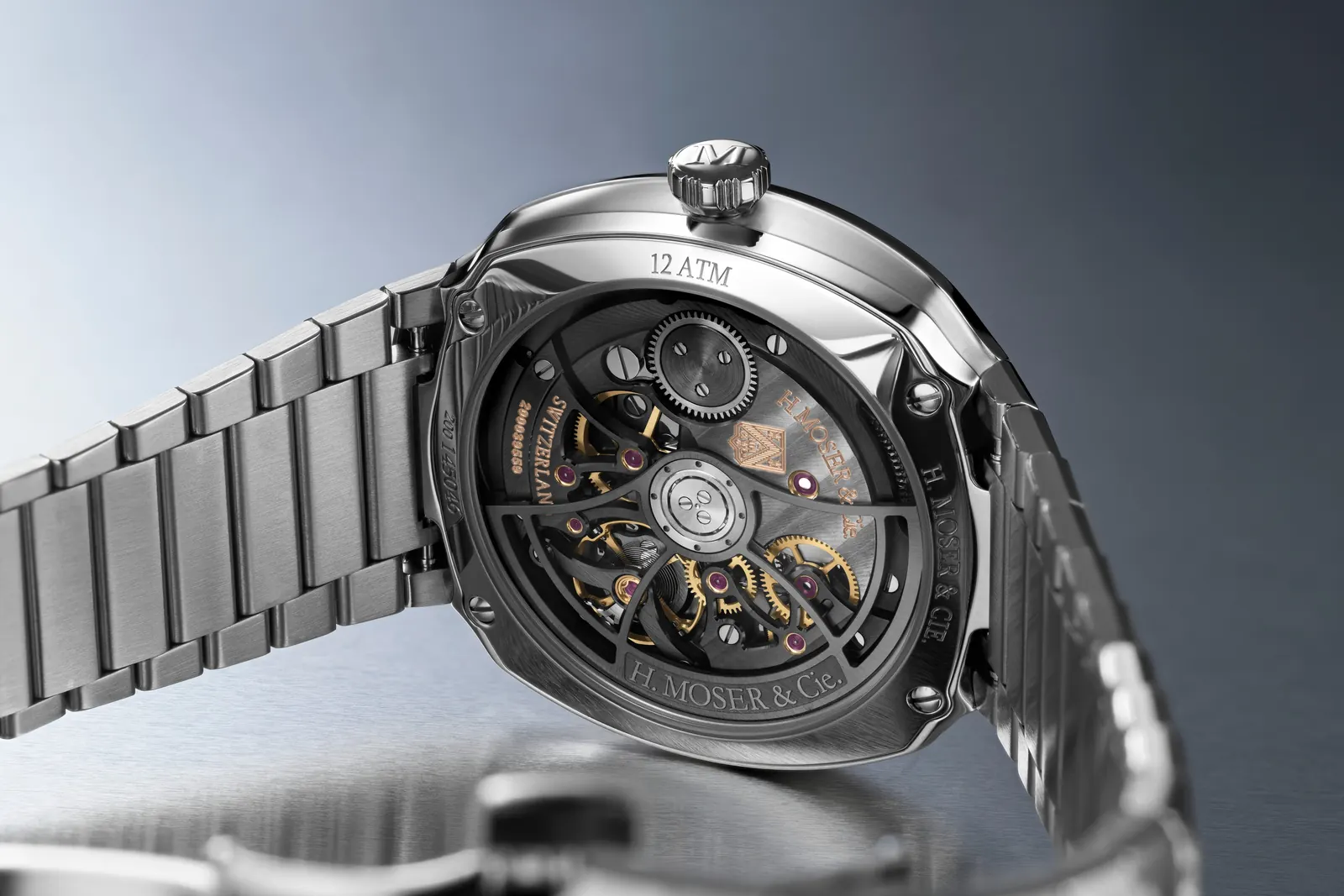 H. Moser & Cie. Endeavour Retrograde Seconds reference 1252-1200 Blackor fumé dial on alligator strap