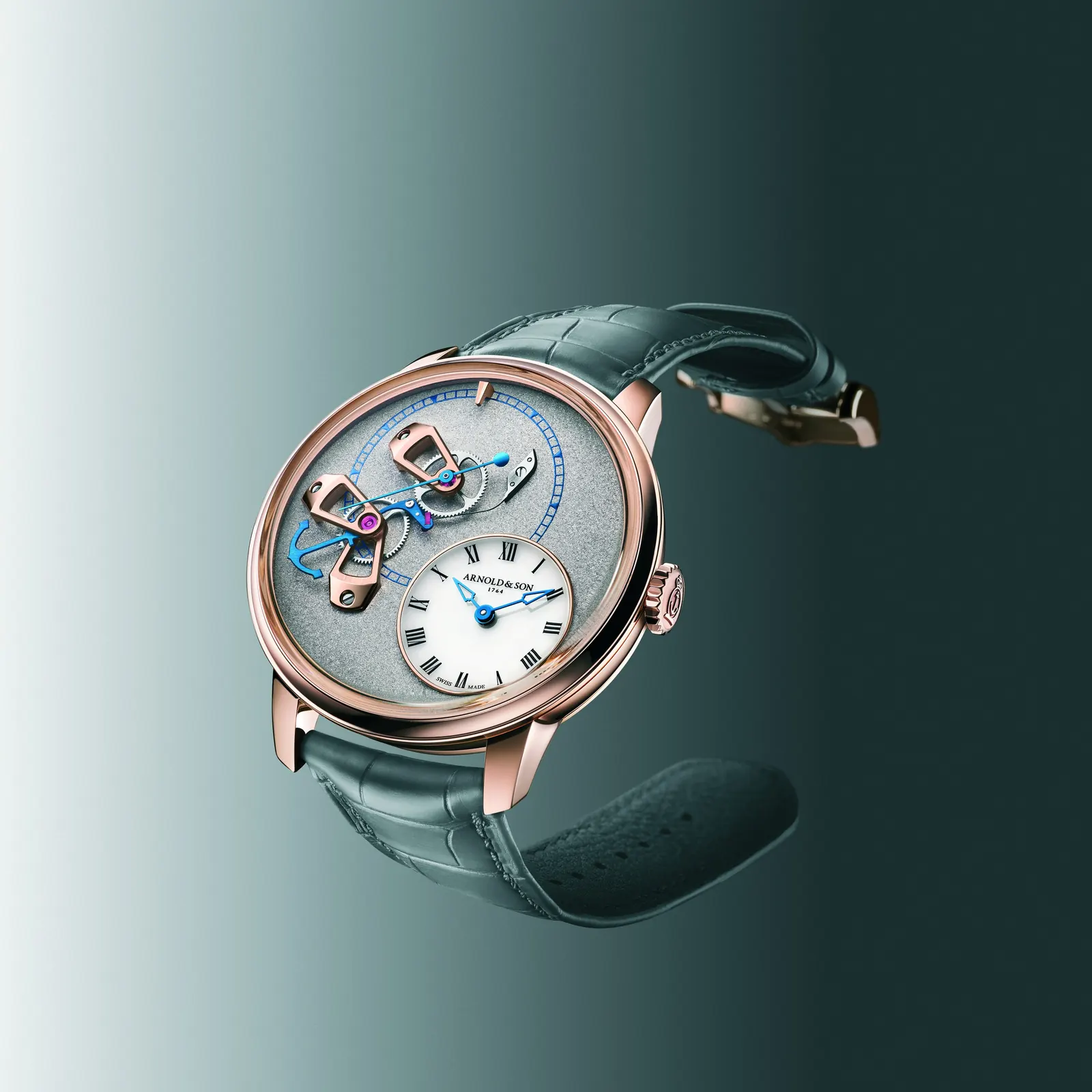 Arnold & Son DSTB Stop-Seconds caseback with 22-carat gold oscillating weight
