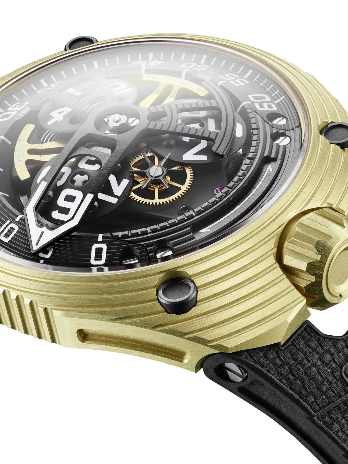 URWERK UR-150 Golden Scorpion caseback in Grade 5 titanium with black PVD finishing