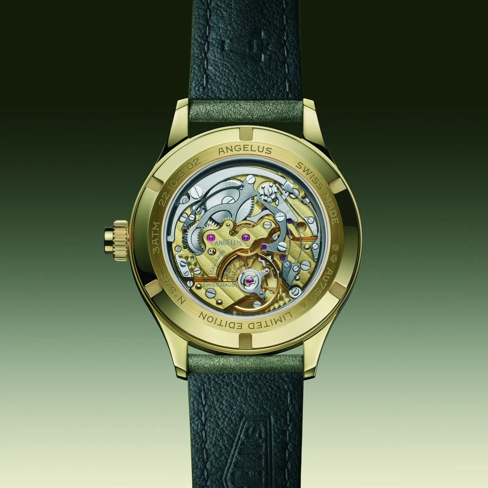 Angelus Chronographe Tachymètre grey blue dial steel version