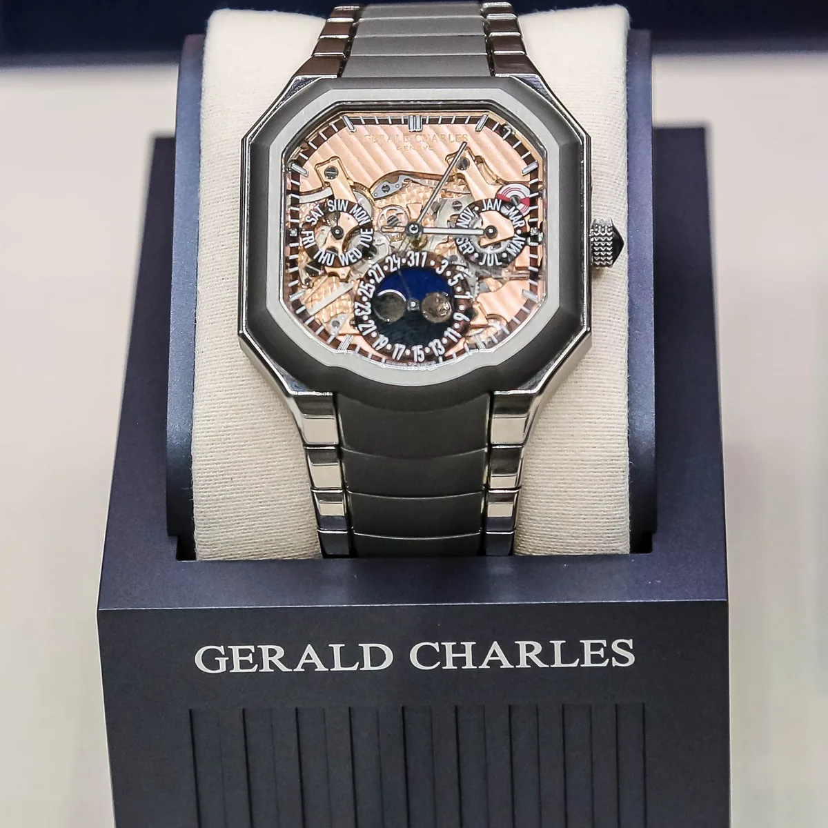 A Gerald Charles Maestro perpetual calendar in rose gold at Milano Watch Week 2026
