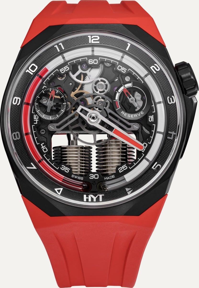 HYT S1 Titanium DLC Red, black DLC titanium case with red ceramic-coated trim