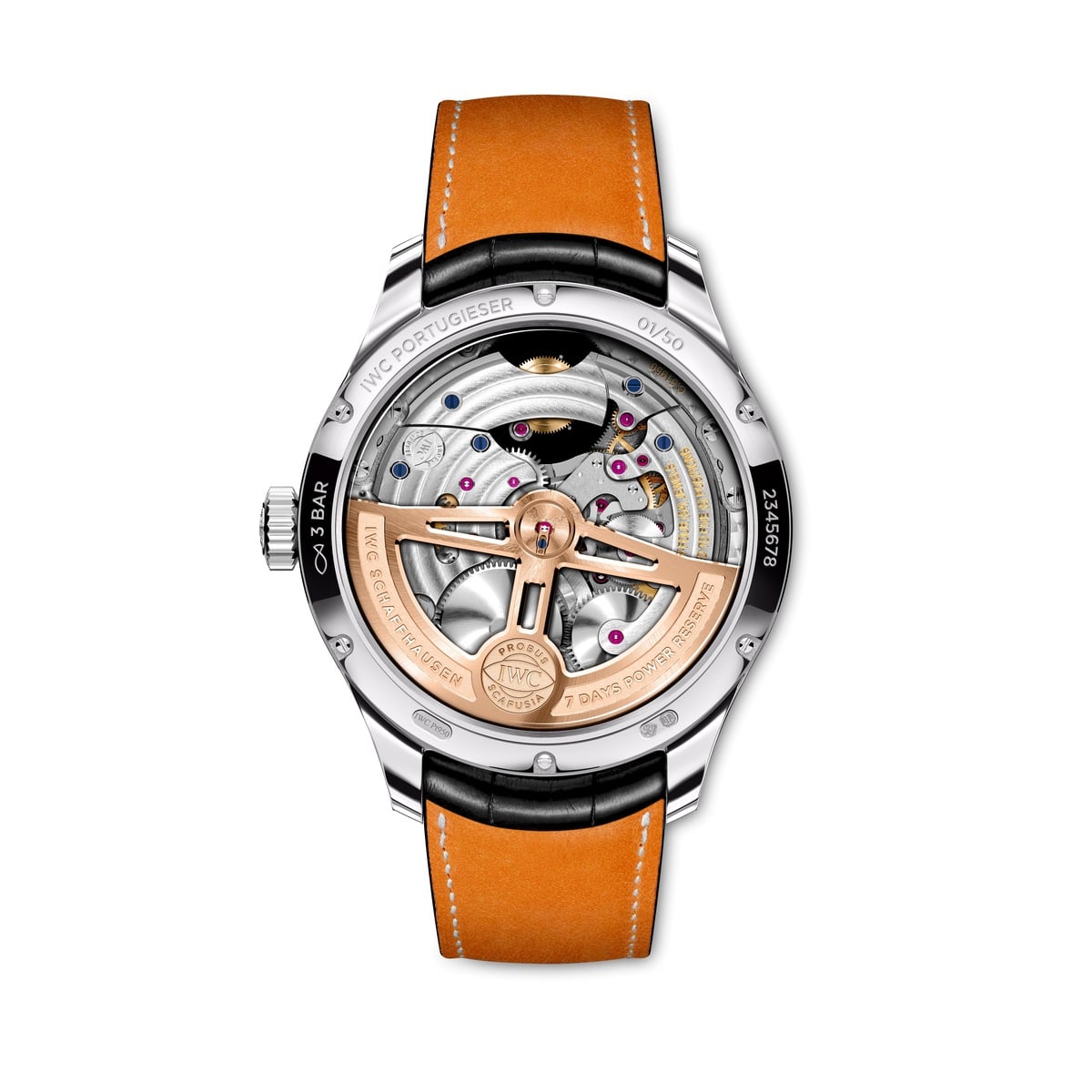 Sapphire case back of the IWC Portugieser Perpetual Calendar Tourbillon IW504509