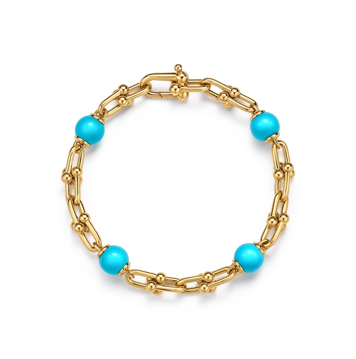 Tiffany HardWear small link bracelet in yellow gold with turquoise